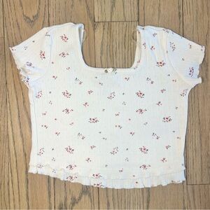 RSQ Tilly’s Girls Print Floral Rosette Crop Length Tee Size Large Girls Sizing